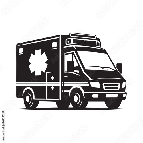 Emergency Response  Vector Ambulance Silhouette - Symbolizing Swift Assistance and Life-Saving Aid in Times of Need. Ambulance illustration  Ambulance Vector.