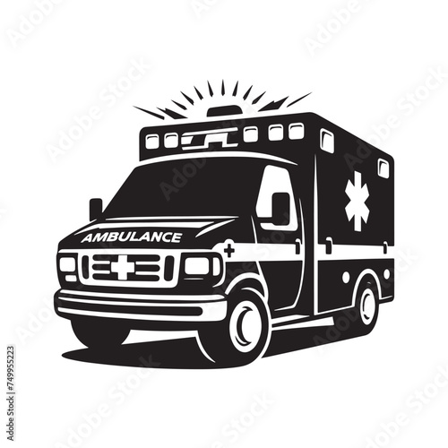 Emergency Response: Vector Ambulance Silhouette - Symbolizing Swift Assistance and Life-Saving Aid in Times of Need. Ambulance illustration, Ambulance Vector.