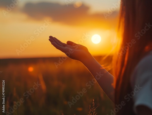 Hand silhouetted against a stunning sunset, capturing the beauty of the moment