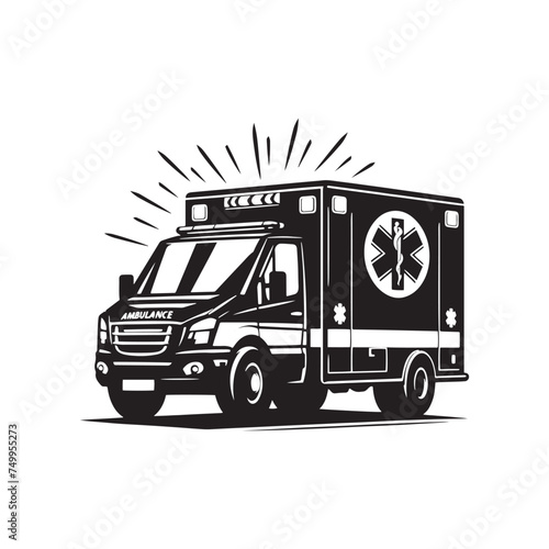 Emergency Response: Vector Ambulance Silhouette - Symbolizing Swift Assistance and Life-Saving Aid in Times of Need. Ambulance illustration, Ambulance Vector.