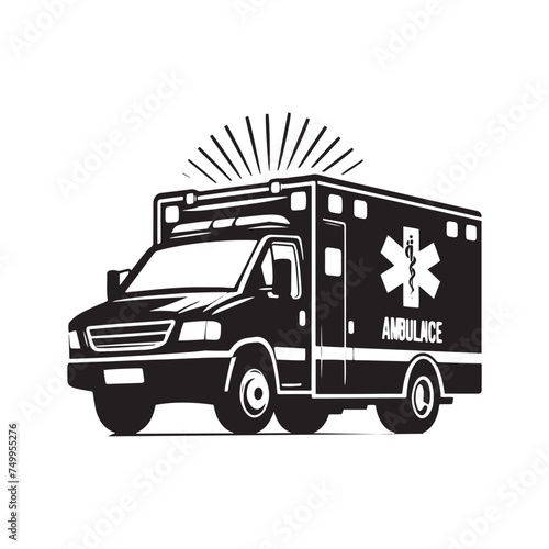Emergency Response: Vector Ambulance Silhouette - Symbolizing Swift Assistance and Life-Saving Aid in Times of Need. Ambulance illustration, Ambulance Vector.