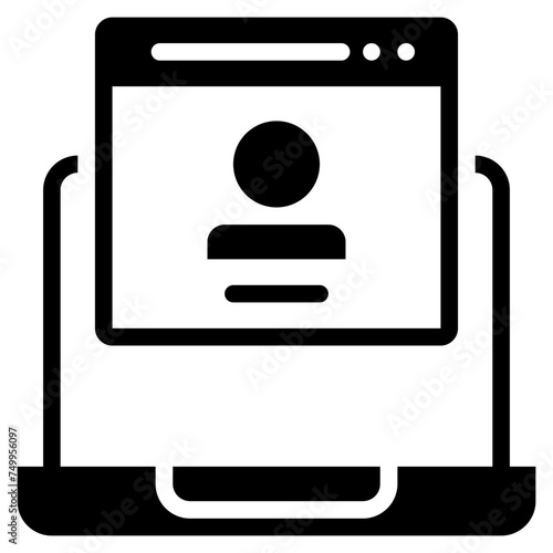 online personal report laptop page solid glyph