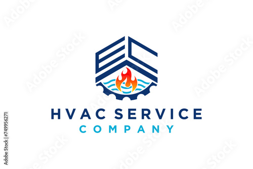 Fire department logo, with the initials E and C and the shape of a house roof.