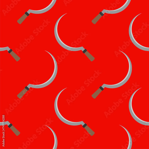 sickle seamless pattern vector illustration. Agriculture garden and farm cultivation equipment seamless pattern.