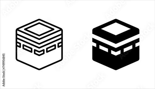 Kaaba of hajj building line icon set. linear style sign for mobile concept and web design. vector illustration on white background