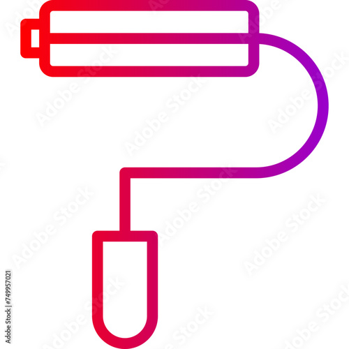 Paint Roller Vector Line Gradient Icon