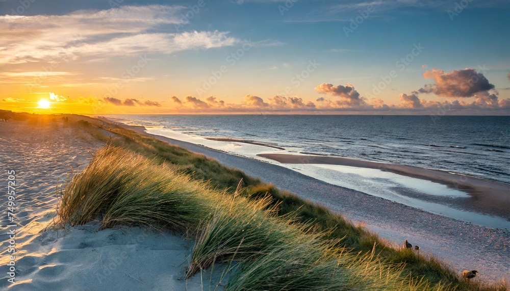 sunrise on the baltic sea rosenfelder strand schleswig holstein northern germany - obrazy, fototapety, plakaty 