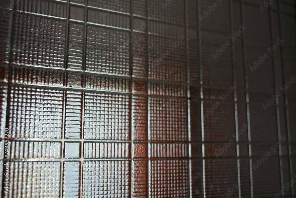 Glass dented background in the form of square wafers, squares and direct reliefs Glass dented background in the form of square wafers, squares and direct reliefs
