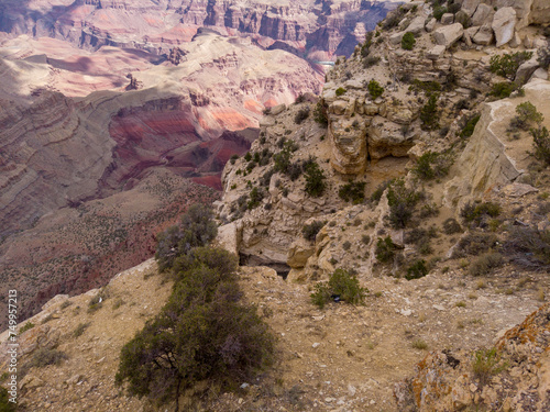 Obraz na płótnie The South Rim of the Grand Canyon National Park, carved by the Colorado River in Arizona, USA. Unique natural geological formation. The Yaki Point. w salonie
