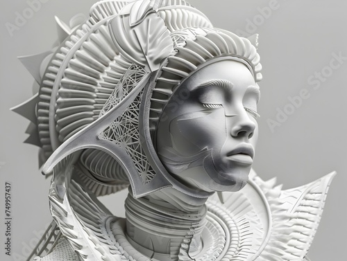 3D Printed Afrofuturistic Sculpture of a Womans Face by Elisha McClure photo
