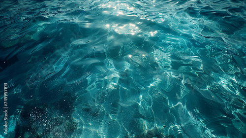 blue ocean surface with sun rays
