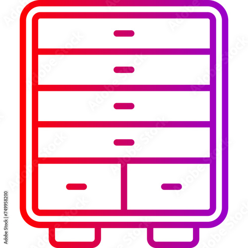 Chest Of Drawers Vector Line Gradient Icon
