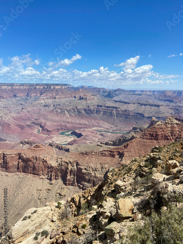 The South Rim of the Grand Canyon National Park, carved by the Colorado River in Arizona, USA. Unique natural geological formation. The Yaki Point.