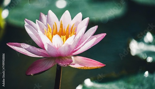 pink lotus flower on shiny dark background