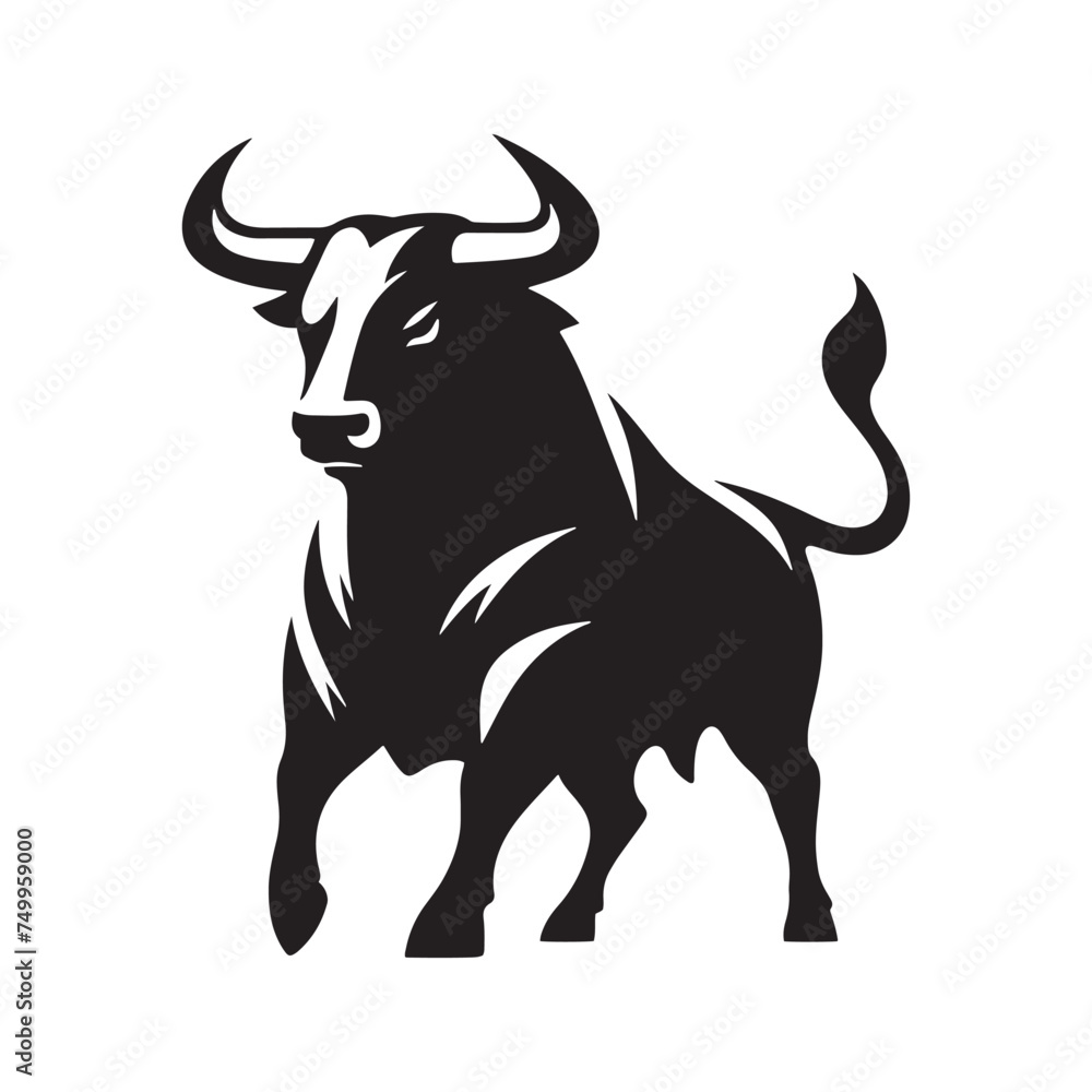Vetor de Furious Charge: Vector Silhouette of an Angry Bull - Capturing ...