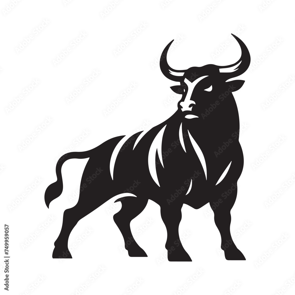 Furious Charge: Vector Silhouette of an Angry Bull - Capturing the Power and Intensity of Its Aggression in Striking Form. Vector Bull, Bull Illustration, Angry Bull Vector, Furious Charge: Vector Silhouette of an Angry Bull - Capturing the Power and Intensity of Its Aggression in Striking Form. Vector Bull, Bull Illustration, Angry Bull Vector,