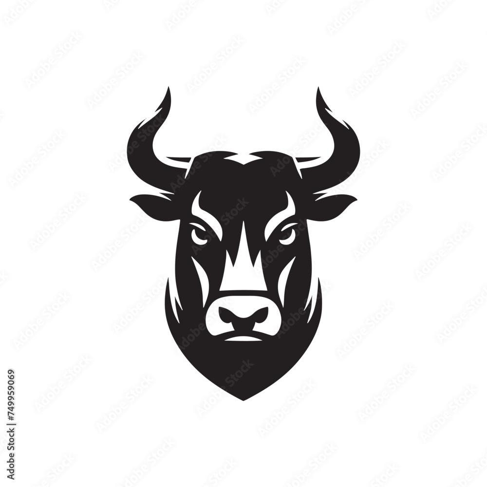 Furious Charge: Vector Silhouette of an Angry Bull - Capturing the Power and Intensity of Its Aggression in Striking Form. Vector Bull, Bull Illustration, Angry Bull Vector,
