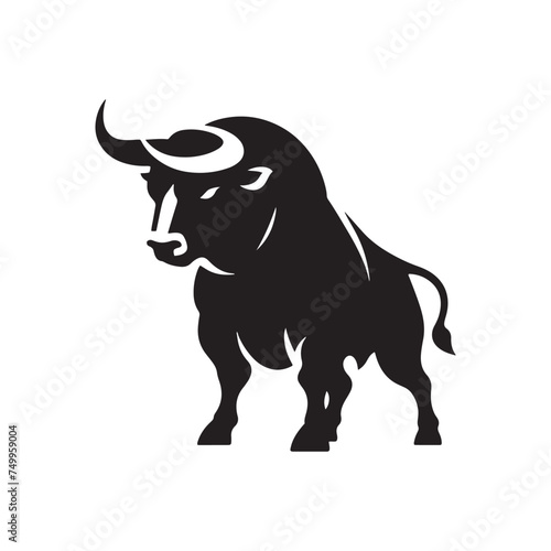 Furious Charge  Vector Silhouette of an Angry Bull - Capturing the Power and Intensity of Its Aggression in Striking Form. Vector Bull  Bull Illustration  Angry Bull Vector 