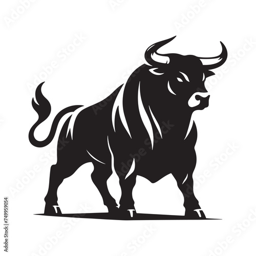 Furious Charge: Vector Silhouette of an Angry Bull - Capturing the Power and Intensity of Its Aggression in Striking Form. Vector Bull, Bull Illustration, Angry Bull Vector,
