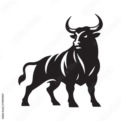 Furious Charge  Vector Silhouette of an Angry Bull - Capturing the Power and Intensity of Its Aggression in Striking Form. Vector Bull  Bull Illustration  Angry Bull Vector 