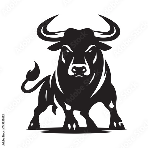 Furious Charge: Vector Silhouette of an Angry Bull - Capturing the Power and Intensity of Its Aggression in Striking Form. Vector Bull, Bull Illustration, Angry Bull Vector,