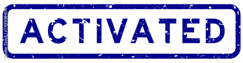 Grunge blue activated word square rubber seal stamp on white background