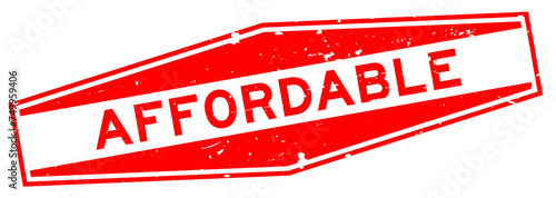 Grunge red affordable word hexagon rubber seal stamp on white background