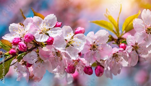 cherry blossom background with pink butterflies nature floral background
