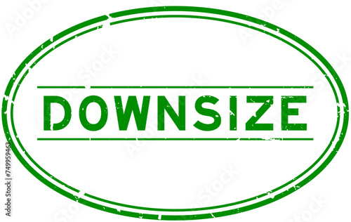 Grunge green downsize word oval rubber seal stamp on white background