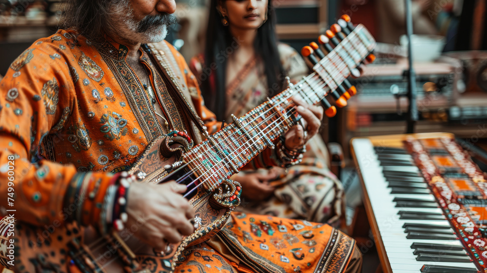 Melodic Traditions: Sitar Strings and Vocal Harmony.