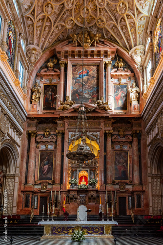 Christian chapel with its main altar inside the cathedral mosque of Cordoba, the Christian area of the Arab monument. Andalucia. © M. Perfectti