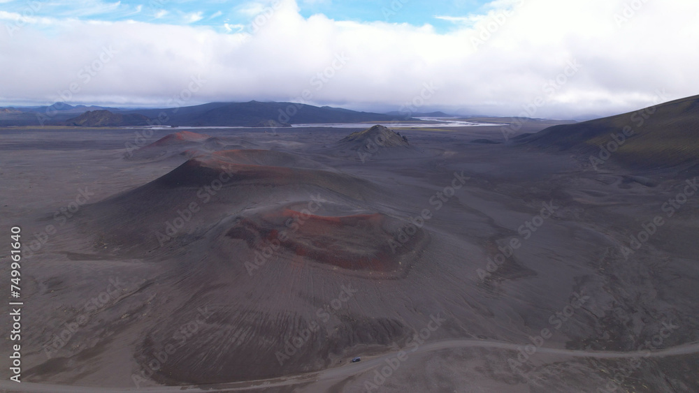 Fjallabak craters in Iceland. Landmannalaugar Black Craters.