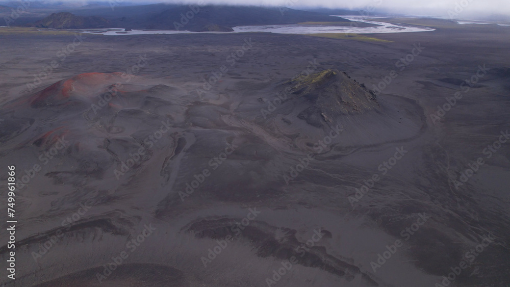 Fjallabak craters in Iceland. Landmannalaugar Black Craters.