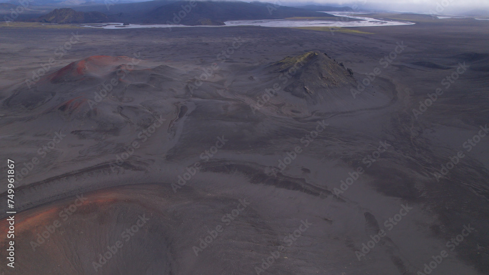 Fjallabak craters in Iceland. Landmannalaugar Black Craters.