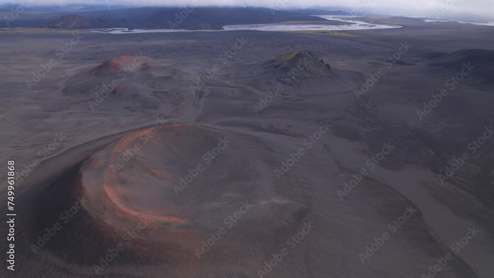 Fjallabak craters in Iceland. Landmannalaugar Black Craters.