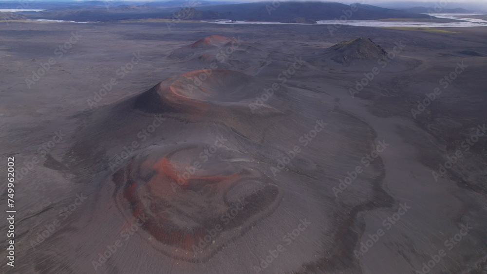 Fjallabak craters in Iceland. Landmannalaugar Black Craters.