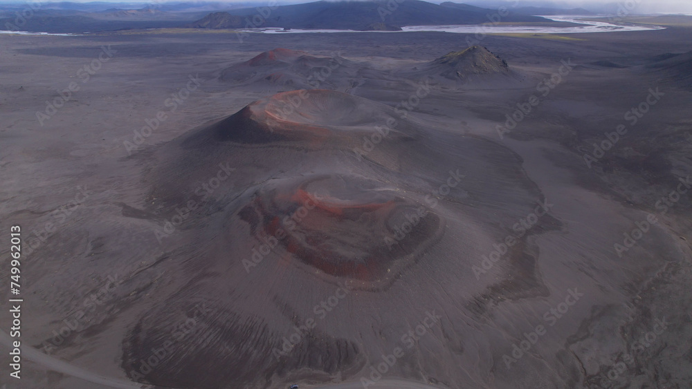 Fjallabak craters in Iceland. Landmannalaugar Black Craters.