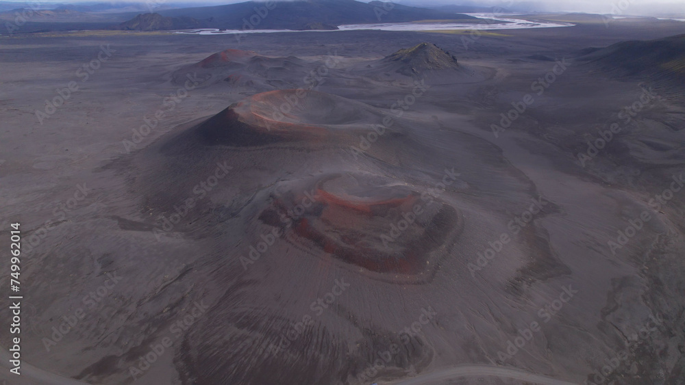 Fjallabak craters in Iceland. Landmannalaugar Black Craters.