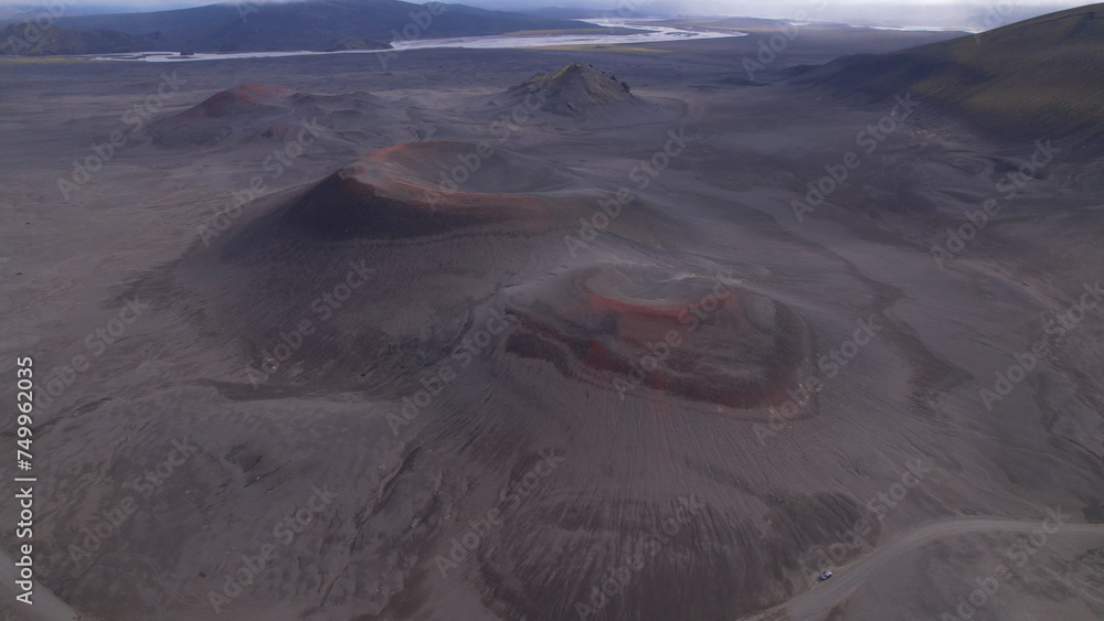 Fjallabak craters in Iceland. Landmannalaugar Black Craters.
