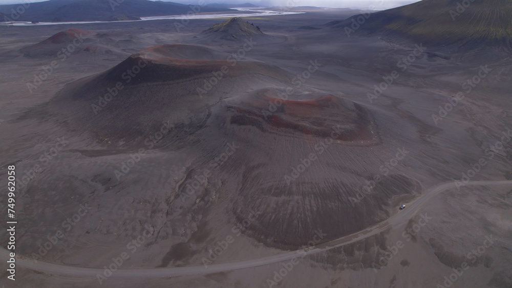 Fjallabak craters in Iceland. Landmannalaugar Black Craters.