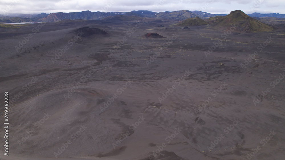 Fjallabak craters in Iceland. Landmannalaugar Black Craters.