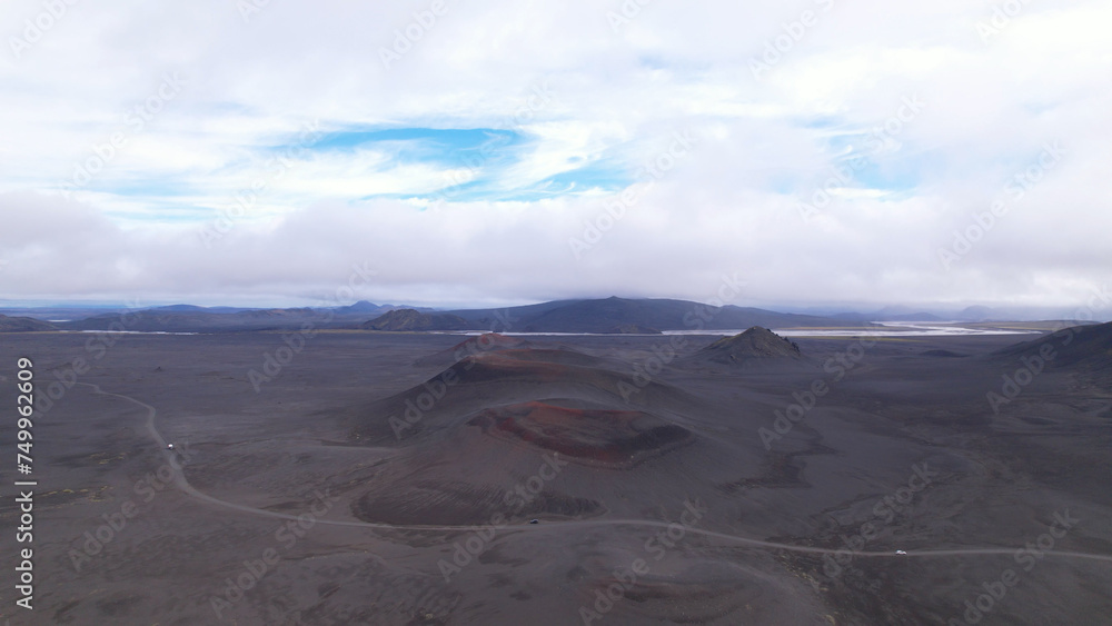Fjallabak craters in Iceland. Landmannalaugar Black Craters.