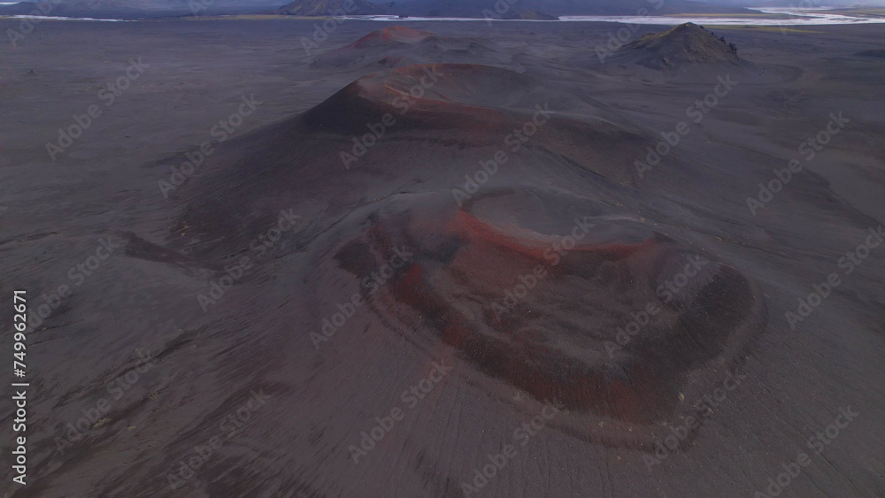 Fjallabak craters in Iceland. Landmannalaugar Black Craters.