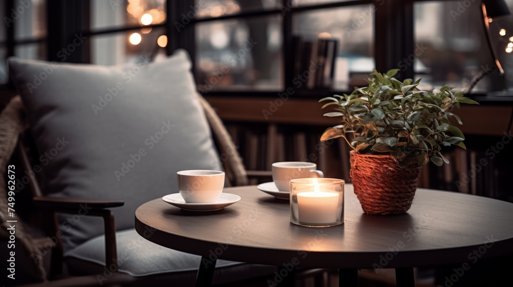Table With Two Cups and Candle Table With Two Cups and Candle