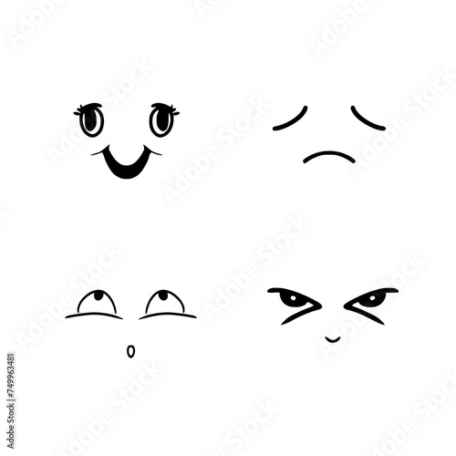 Fototapeta Naklejka Na Ścianę i Meble -  Face Expression Emoticon Doodle Art. Clipart illustration vector image.