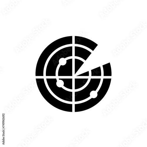 black color Rader icon isolate on white background