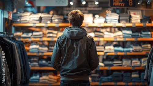 man shopping in clothing store style background