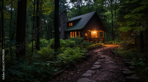 Woodland trail and cabin in Wisconsin