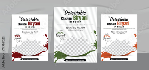 chicken biryani flyer design and restaurant fast food menu poster template