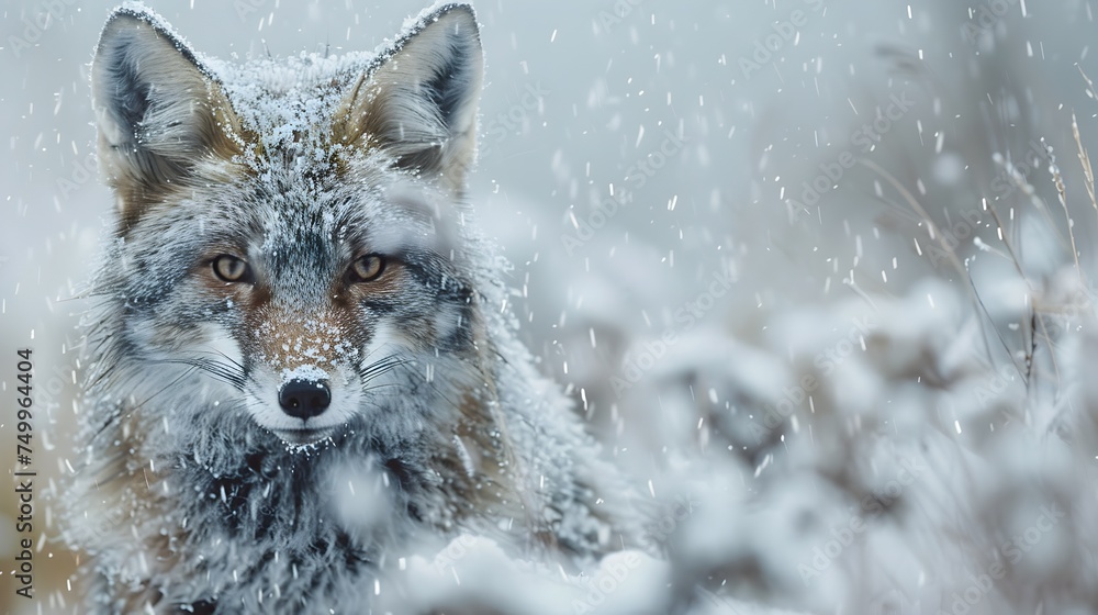 Red Fox in Winter Snow A Close-Up Portrait Red Fox in Winter Snow A Close-Up Portrait